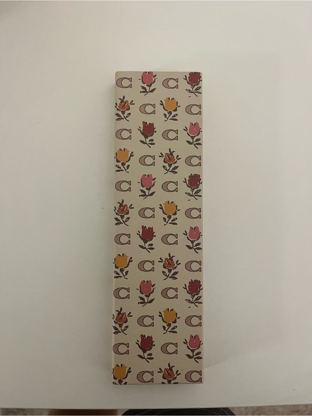 Coach Cream Floral Pencil Box with Pink & Mustard Accents